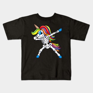 Dabbing Skeleton Unicorn Shirt Kids Girls Halloween Gift Dab Kids T-Shirt